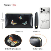 Women's Red Butterfly-Embossed Leather Wallet