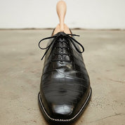 Handcrafted Black Crocodile Leather Dress Shoes