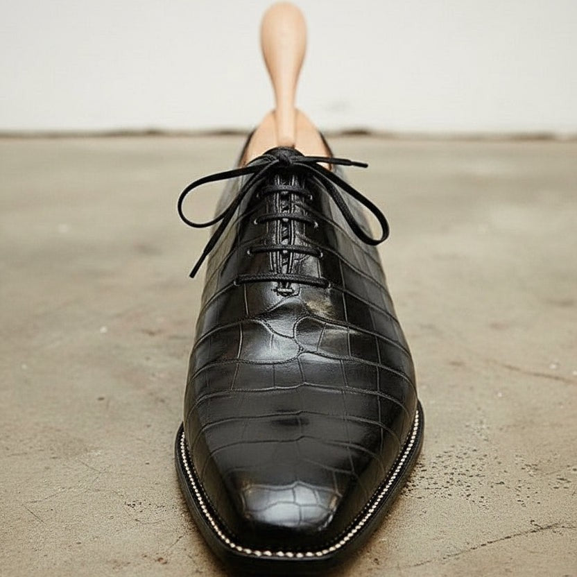 Handcrafted Black Crocodile Leather Dress Shoes