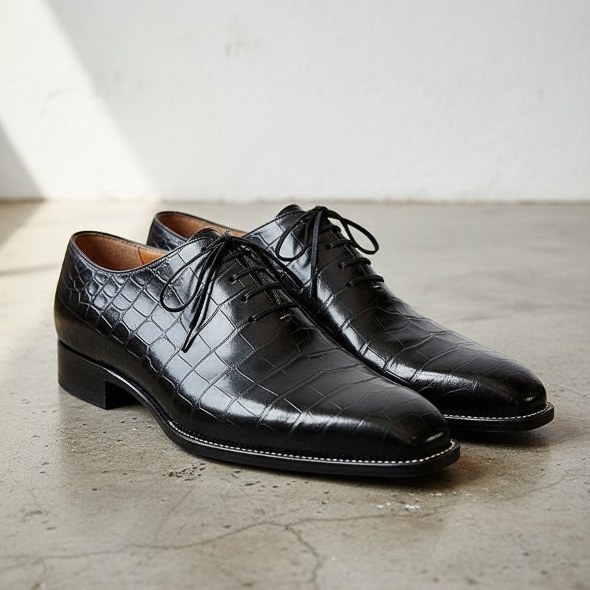 Handcrafted Black Crocodile Leather Dress Shoes