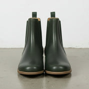 Women's Handmade Dark Green Leather Chelsea Boots
