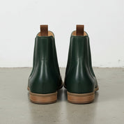 Women's Handmade Dark Green Leather Chelsea Boots
