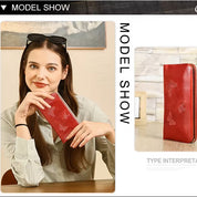 Women's Red Butterfly-Embossed Leather Wallet