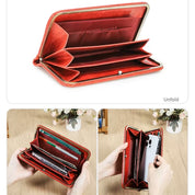 Women's Red Butterfly-Embossed Leather Wallet