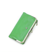 Women's Full Grain Leather RFID Blocking Kiss-Lock Frame Wallet