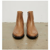 Men's Tan Apron-Toe Leather Boots