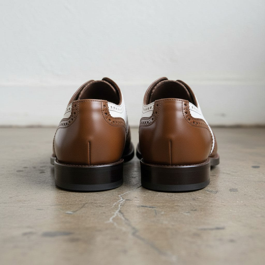Men’s Brown Wingtip Spectator Shoes, Two-Tone Formal Dress Shoes
