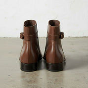 Handmade Men's Brown Leather Ankle High Boots