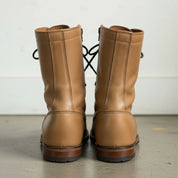 Men's Tan Plain-Toe Leather Combat Boots