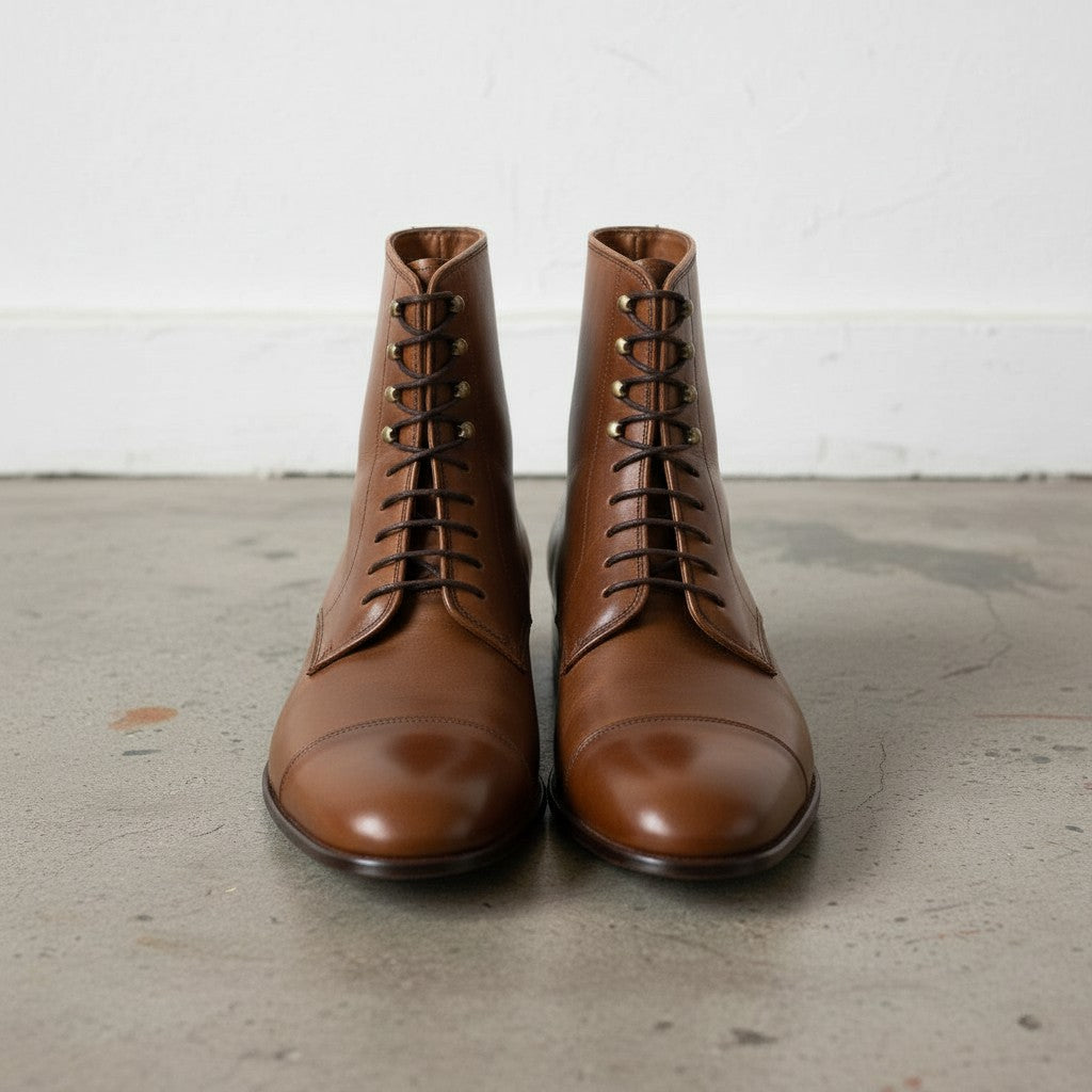 Handcrafted Men's Brown Leather Ankle Boots