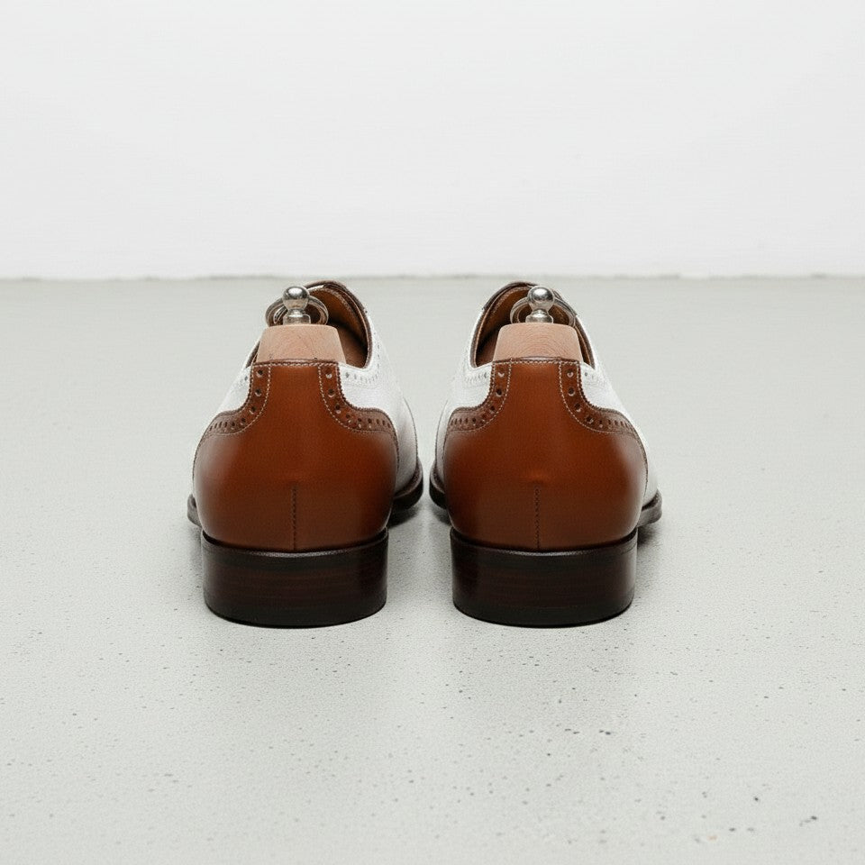 Handmade Mens Two Tone Formal Shoes, Brown and White Spectator Shoes