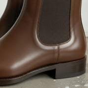 Men's Brown Plain-Toe Leather Chelsea Boots