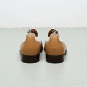 Handmade Mens Two Tone Formal Shoes, Tan and White Spectator Shoes