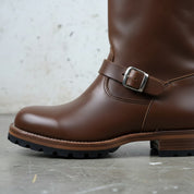 Men's Brown Buckle Leather Biker Boots