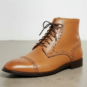 Handcrafted Men's Tan Ankle Boot in Genuine Leather