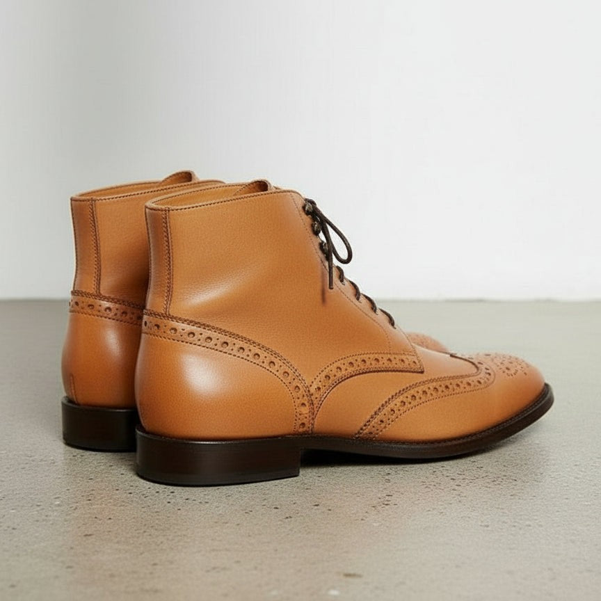 Handcrafted Men's Tan Ankle Boot in Genuine Leather