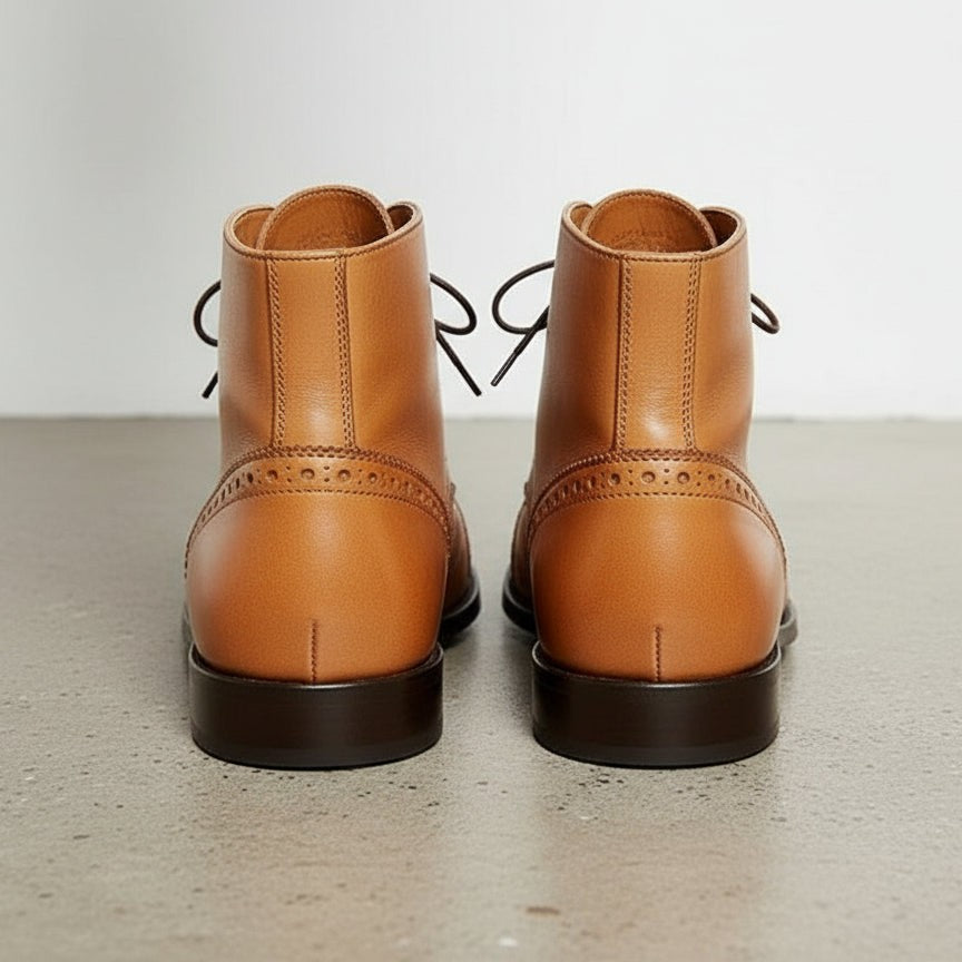 Handcrafted Men's Tan Ankle Boot in Genuine Leather