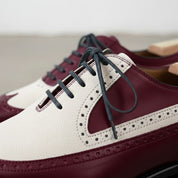 Burgundy and Cream Two-Tone Wingtip Leather Spectator Oxfords