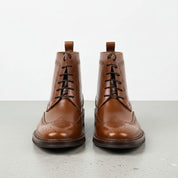Men's Brown Wingtip Brogue Leather Ankle Boots