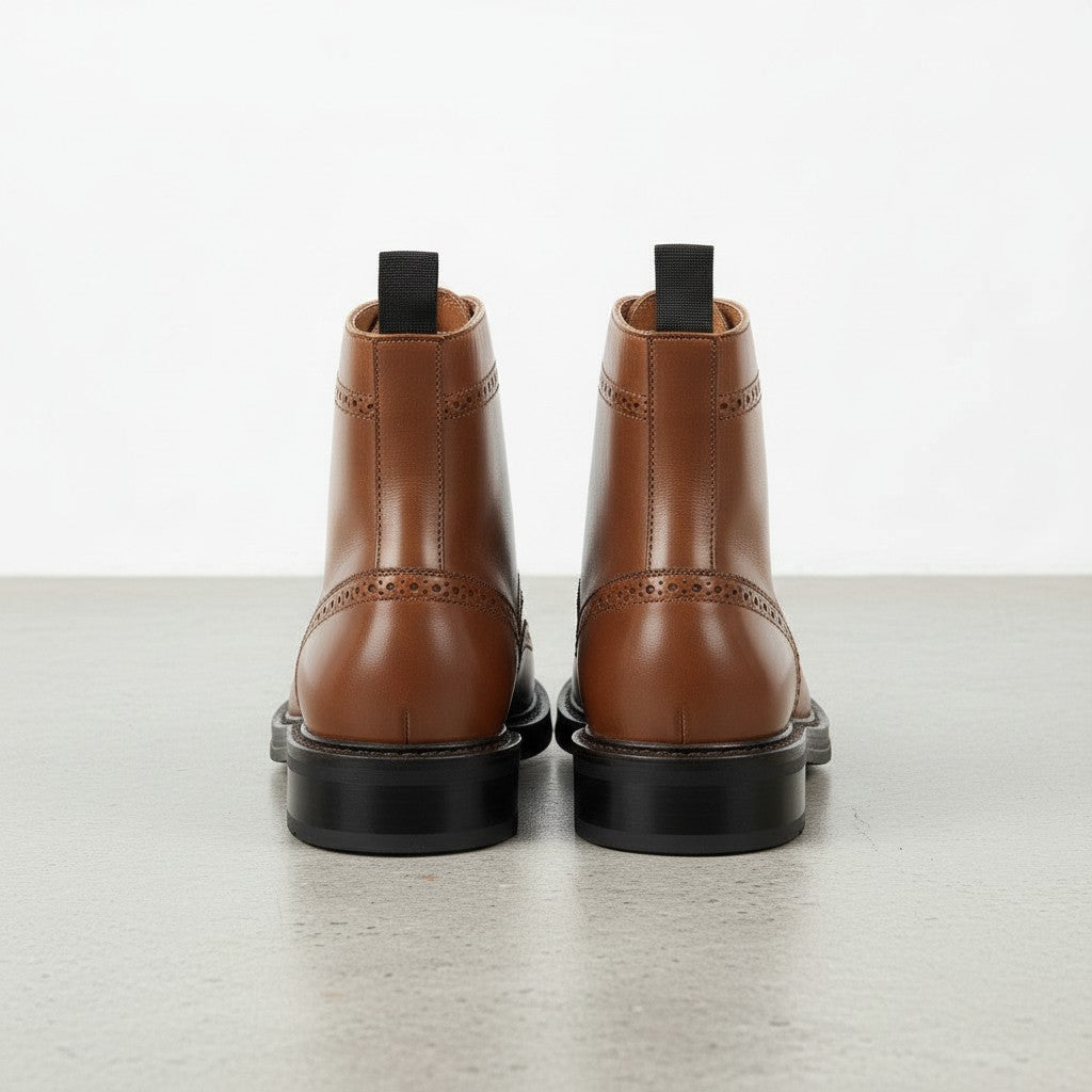 Men's Brown Wingtip Brogue Leather Ankle Boots