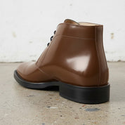 Men's Brown Patent Leather Chukka Boots