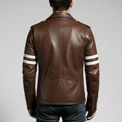 Men's Brown Embroidered Full-Grain Leather Jacket