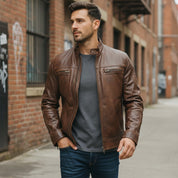 Men's Antique Brown Handmade Leather Biker Jacket