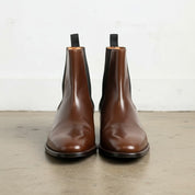 Men's Brown Plain-Toe Leather Chelsea Boots