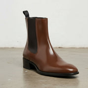 Men's Brown Plain-Toe Leather Chelsea Boots
