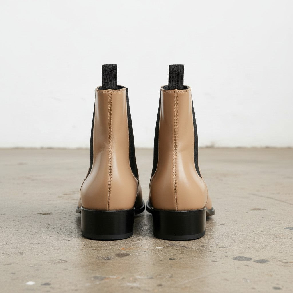 Unisex Tan Leather High Ankle Chelsea Boots