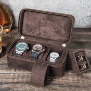 Unisex Brown Leather Travel Watch Case