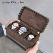 Unisex Brown Leather Travel Watch Case