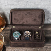 Unisex Brown Leather Travel Watch Case