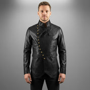 Men's Black Leather Long Jacket