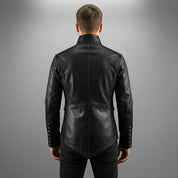 Men's Black Leather Long Jacket