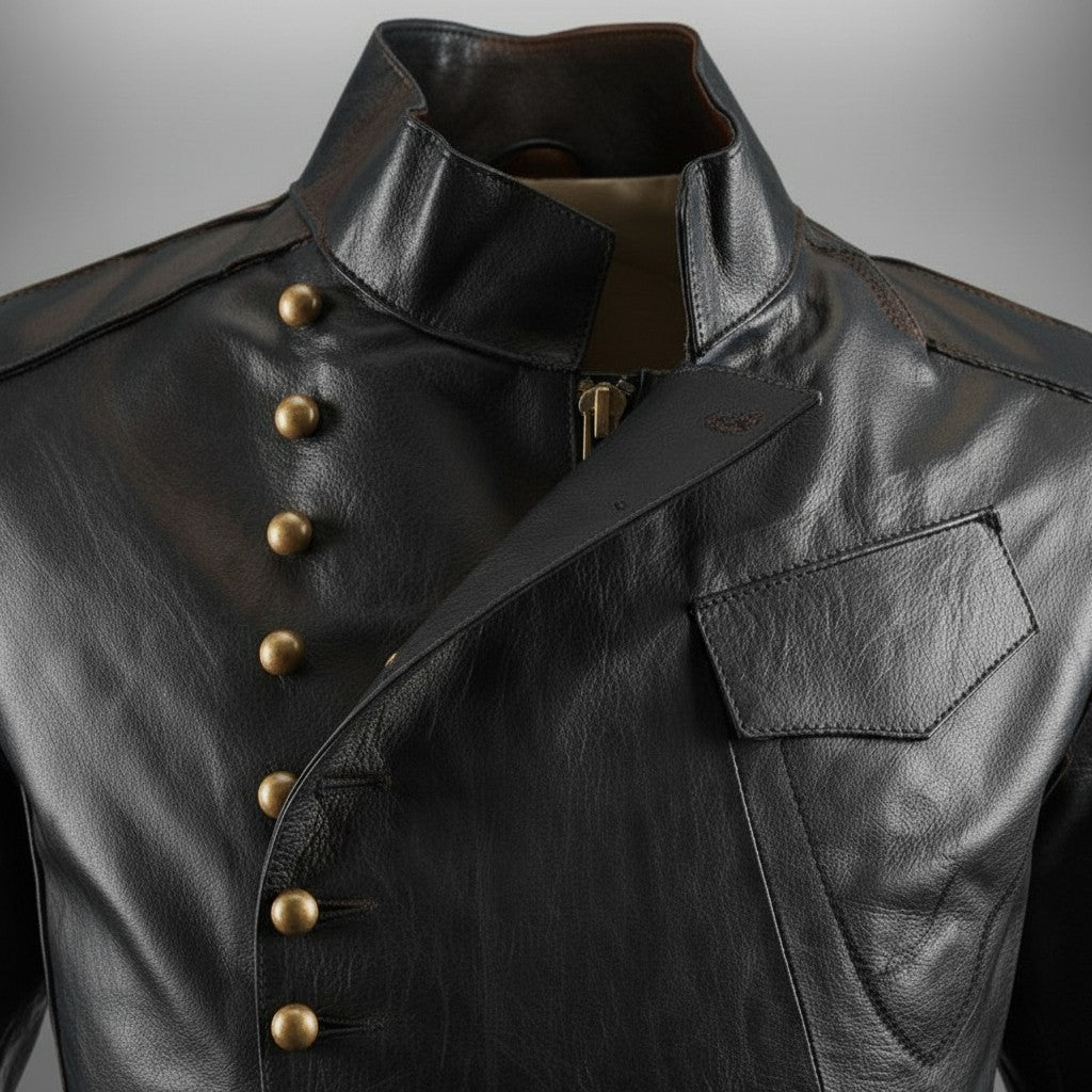 Men's Black Leather Long Jacket