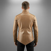 Men's Tan Leather Long Jacket