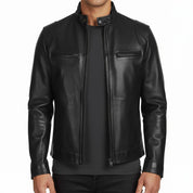 Men's Black Leather Biker Jacket