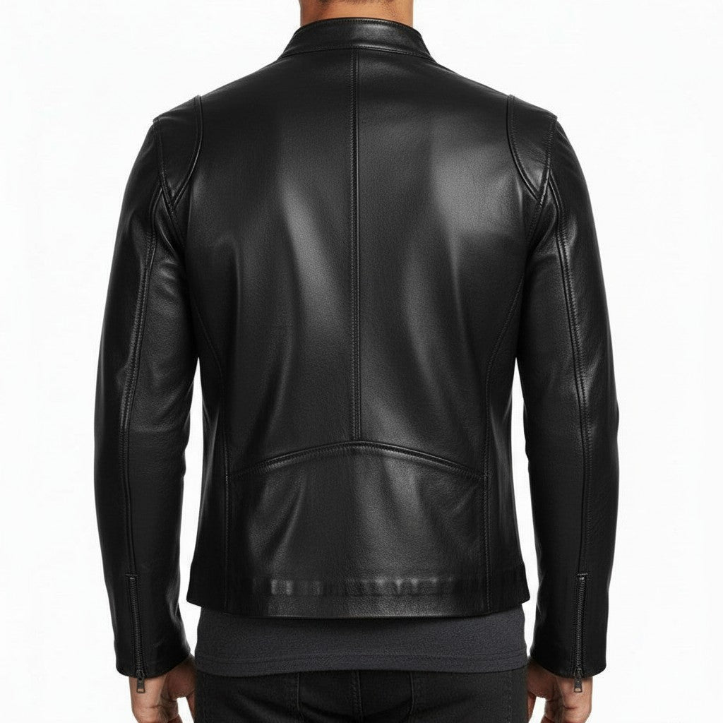 Men's Black Leather Biker Jacket