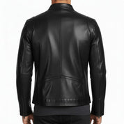 Men's Black Leather Biker Jacket