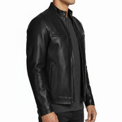 Men's Black Leather Biker Jacket