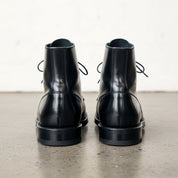 Men's Black Cap-Toe Leather Ankle Boots