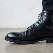 Men's Black Cap-Toe Leather Ankle Boots