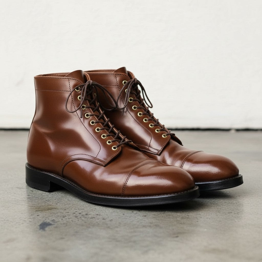 Men's Brown Cap-Toe Leather Ankle Boots