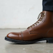 Men's Brown Cap-Toe Leather Ankle Boots