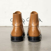 Men's Tan Cap-Toe Leather Ankle Boots