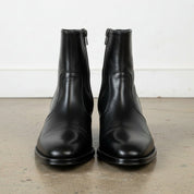Men's Black Plain-Toe Zip Leather Ankle Boots