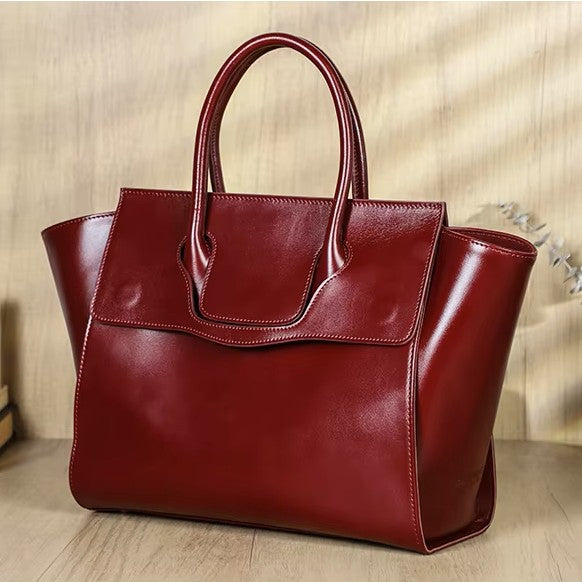 Women's Full-Grain Leather Laptop Tote Bag