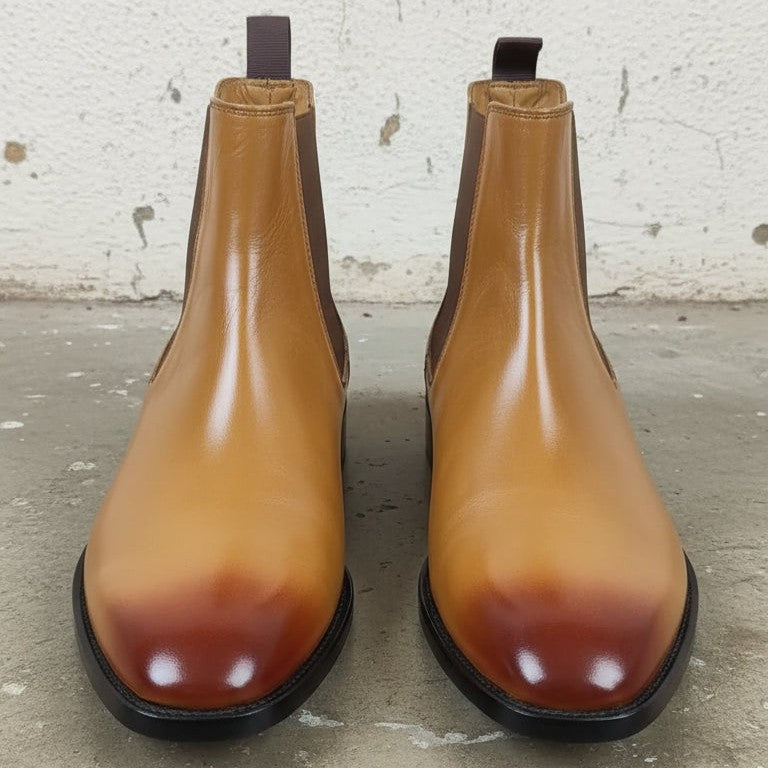 Handmade Mens Brown Chelsea Leather Boot, Mens Leather Boot, Men Ankle Boot