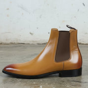 Handmade Mens Brown Chelsea Leather Boot, Mens Leather Boot, Men Ankle Boot
